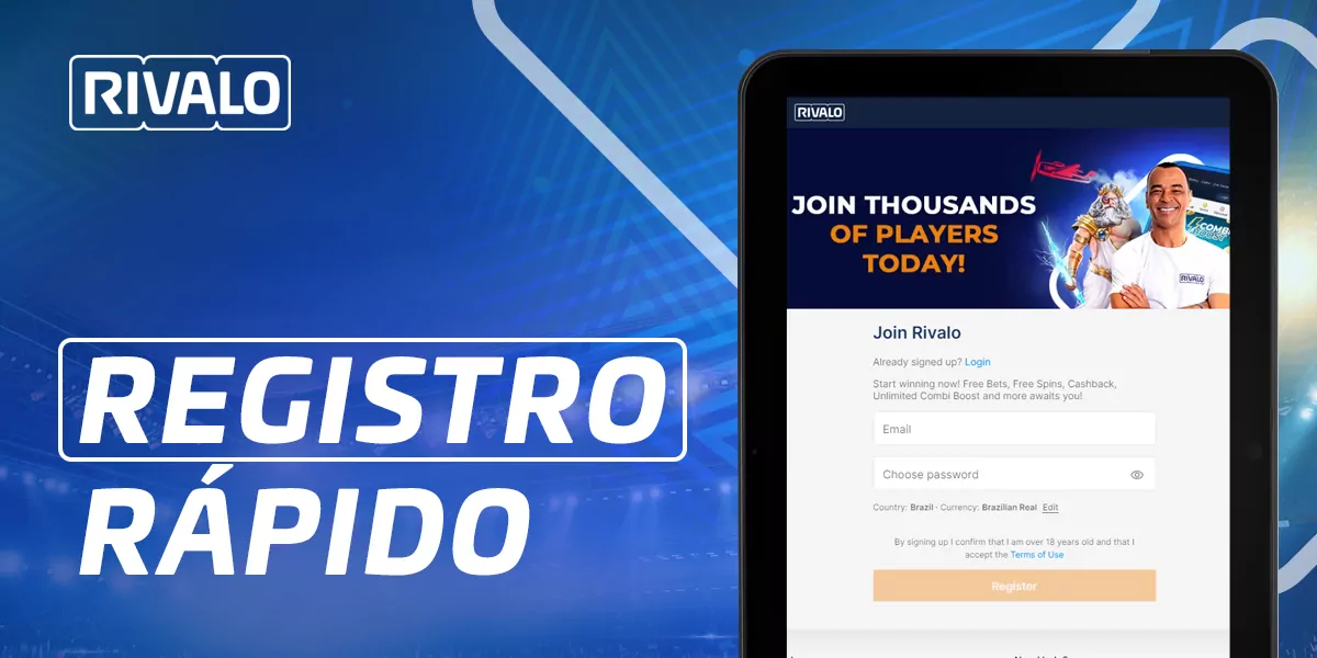 Instruções passo-a-passo para os recém-chegados ao Rivalo sobre como criar uma nova conta